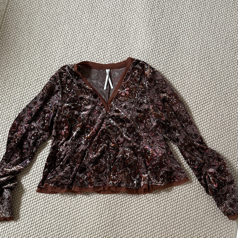 Anthropologie Brown Paisley Blouse